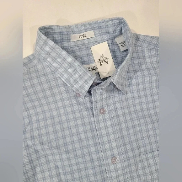 NWT Joseph & Feiss Large Cotton 80's 2 Ply Non Iron Button Up Checkered Blue - Picture 3 of 8